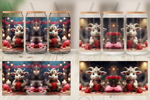 Glass Can Wrap Valentine Goat Gruff Sublimation artnoy 