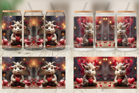 Glass Can Wrap Valentine Goat Gruff Sublimation artnoy 