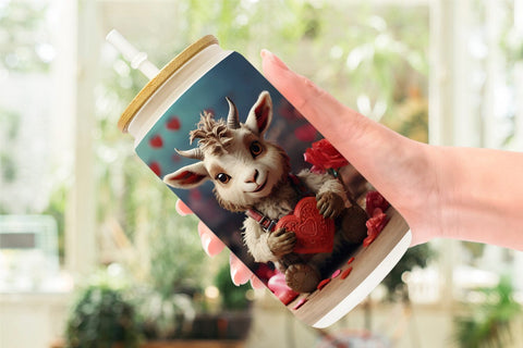 Glass Can Wrap Valentine Goat Gruff Sublimation artnoy 
