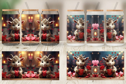 Glass Can Wrap Valentine Goat Gruff Sublimation artnoy 