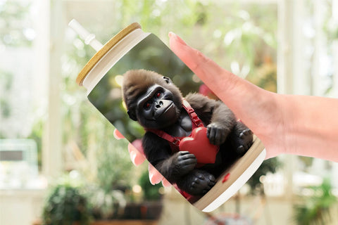 Glass Can Wrap Valentine Gorilla Sublimation artnoy 