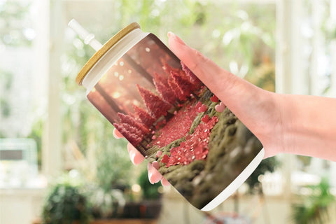 Glass Can Wrap Valentine Heart Forest Sublimation artnoy 