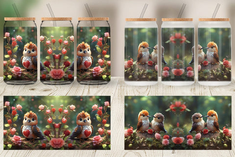 Glass Can Wrap Valentine Hummingbird Sublimation artnoy 
