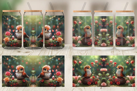 Glass Can Wrap Valentine Hummingbird Sublimation artnoy 