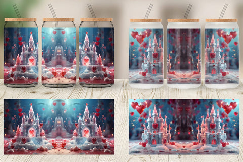 Glass Can Wrap Valentine Ice Castle Sublimation artnoy 