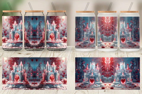 Glass Can Wrap Valentine Ice Castle Sublimation artnoy 