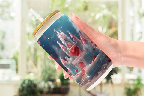 Glass Can Wrap Valentine Ice Castle Sublimation artnoy 
