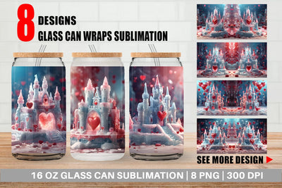 Glass Can Wrap Valentine Ice Castle Sublimation artnoy 