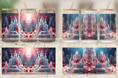 Glass Can Wrap Valentine Ice Castle Sublimation artnoy 
