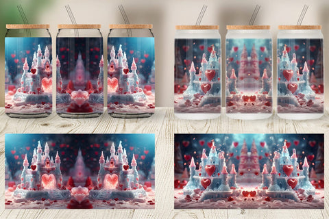 Glass Can Wrap Valentine Ice Castle Sublimation artnoy 