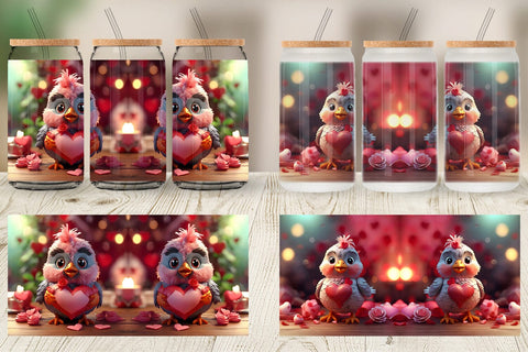 Glass Can Wrap Valentine Kalavinka Bird Sublimation artnoy 