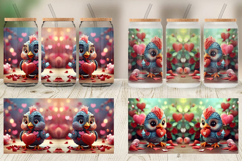 Glass Can Wrap Valentine Kalavinka Bird Sublimation artnoy 