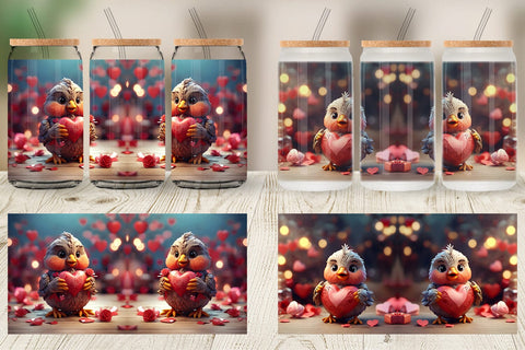 Glass Can Wrap Valentine Kalavinka Bird Sublimation artnoy 