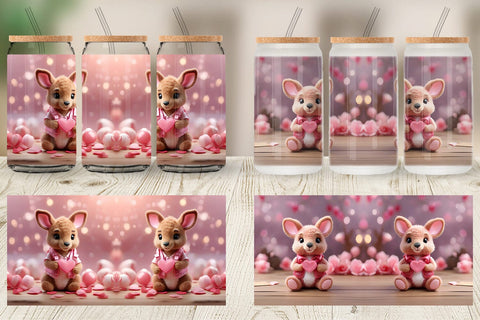 Glass Can Wrap Valentine Kangaroo Sublimation artnoy 