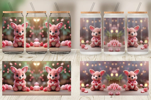Glass Can Wrap Valentine Kangaroo Sublimation artnoy 