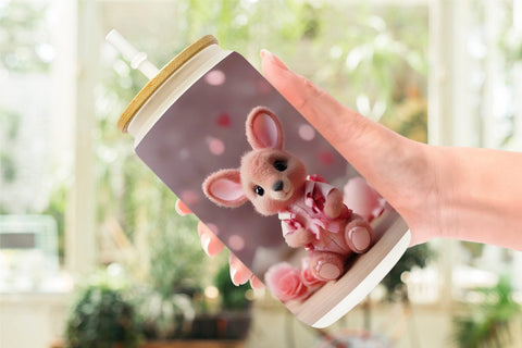 Glass Can Wrap Valentine Kangaroo Sublimation artnoy 