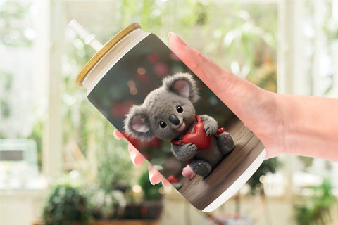 Glass Can Wrap Valentine Koala Sublimation artnoy 