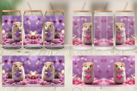 Glass Can Wrap Valentine Lilac Gerbil Sublimation artnoy 