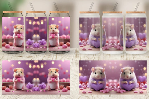 Glass Can Wrap Valentine Lilac Gerbil Sublimation artnoy 