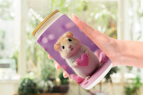 Glass Can Wrap Valentine Lilac Gerbil Sublimation artnoy 