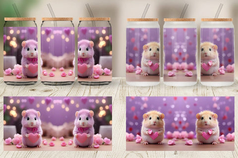 Glass Can Wrap Valentine Lilac Gerbil Sublimation artnoy 
