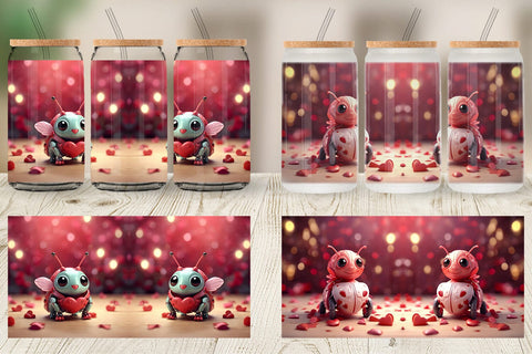 Glass Can Wrap Valentine Love Bug Sublimation artnoy 