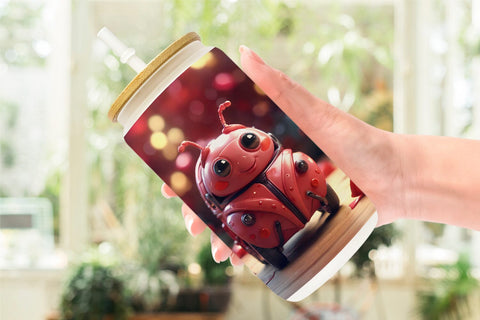 Glass Can Wrap Valentine Love Bug Sublimation artnoy 
