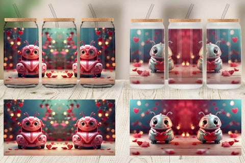 Glass Can Wrap Valentine Love Bug Sublimation artnoy 