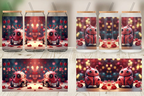 Glass Can Wrap Valentine Love Bug Sublimation artnoy 