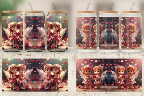 Glass Can Wrap Valentine Love Fairies Sublimation artnoy 