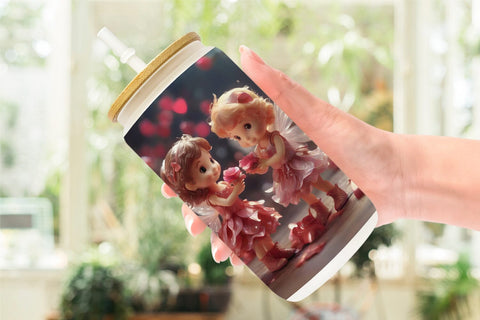 Glass Can Wrap Valentine Love Fairies Sublimation artnoy 