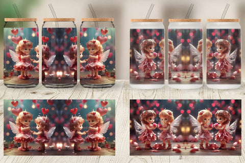 Glass Can Wrap Valentine Love Fairies Sublimation artnoy 
