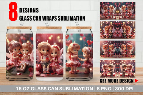 Glass Can Wrap Valentine Love Fairies Sublimation artnoy 