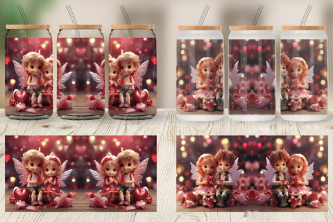 Glass Can Wrap Valentine Love Fairies Sublimation artnoy 