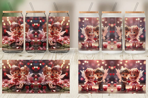 Glass Can Wrap Valentine Love Fairies Sublimation artnoy 