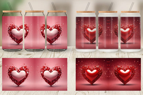 Glass Can Wrap Valentine Love Heart Sublimation artnoy 