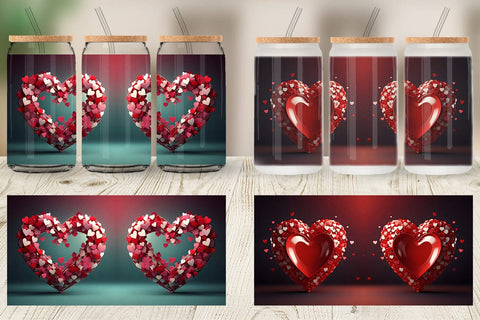 Glass Can Wrap Valentine Love Heart Sublimation artnoy 