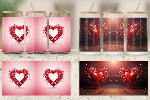 Glass Can Wrap Valentine Love Heart Sublimation artnoy 