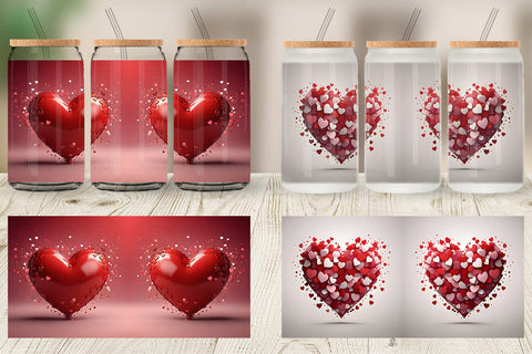 Glass Can Wrap Valentine Love Heart Sublimation artnoy 