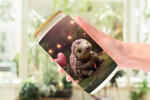 Glass Can Wrap Valentine Pangolin Sublimation artnoy 