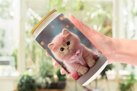 Glass Can Wrap Valentine Persian Cat Sublimation artnoy 