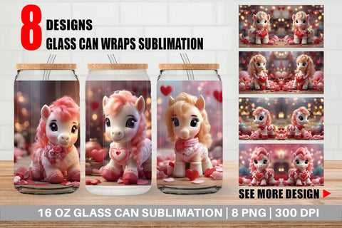 Glass Can Wrap Valentine Poni Shetland Sublimation artnoy 