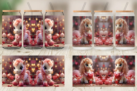 Glass Can Wrap Valentine Poni Shetland Sublimation artnoy 