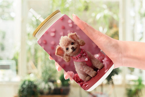 Glass Can Wrap Valentine Poodle Dog Sublimation artnoy 