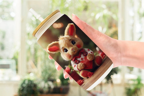 Glass Can Wrap Valentine Rabbit Sublimation artnoy 