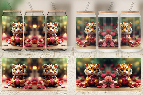 Glass Can Wrap Valentine Tiger Sublimation artnoy 