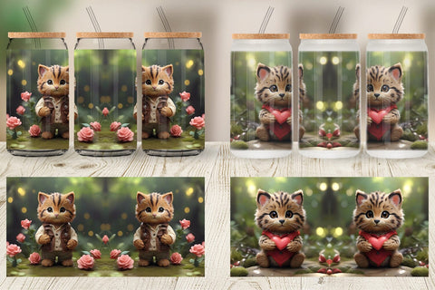Glass Can Wrap Valentine Wildcat Sublimation artnoy 