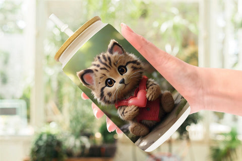 Glass Can Wrap Valentine Wildcat Sublimation artnoy 