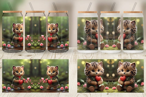 Glass Can Wrap Valentine Wildcat Sublimation artnoy 