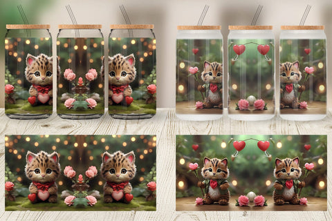 Glass Can Wrap Valentine Wildcat Sublimation artnoy 
